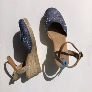 NEW Blue Espadrille Short Wedges Shoes 6.5